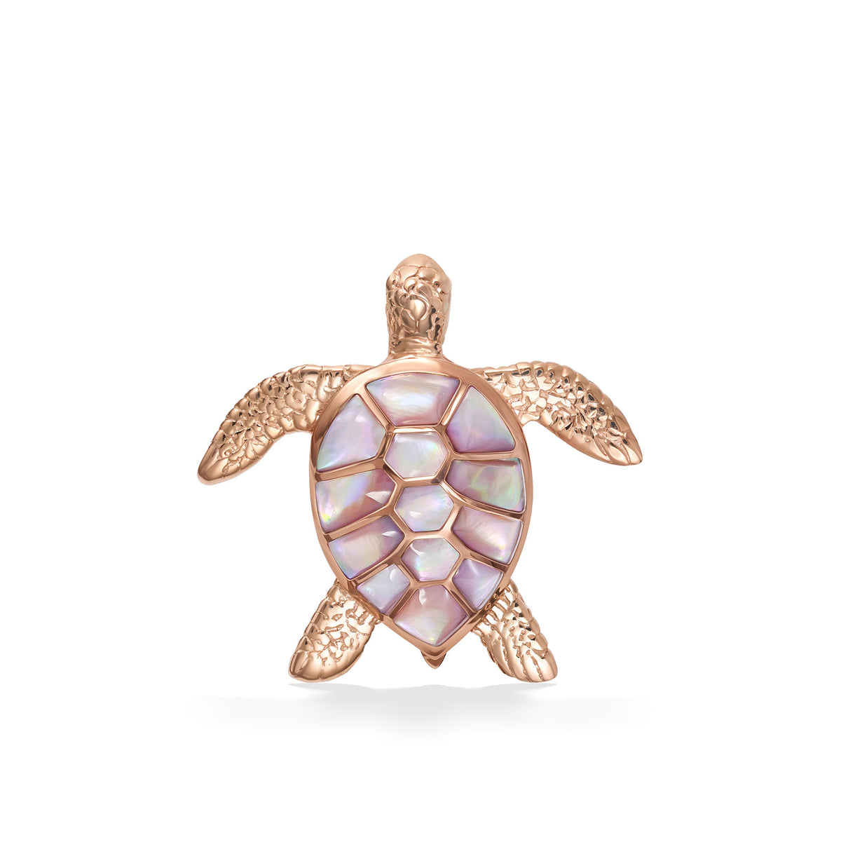874713 - 14K Rose Gold - Kabana Sea Turtle Pendant with Pink Mother of Pearl, 40mm