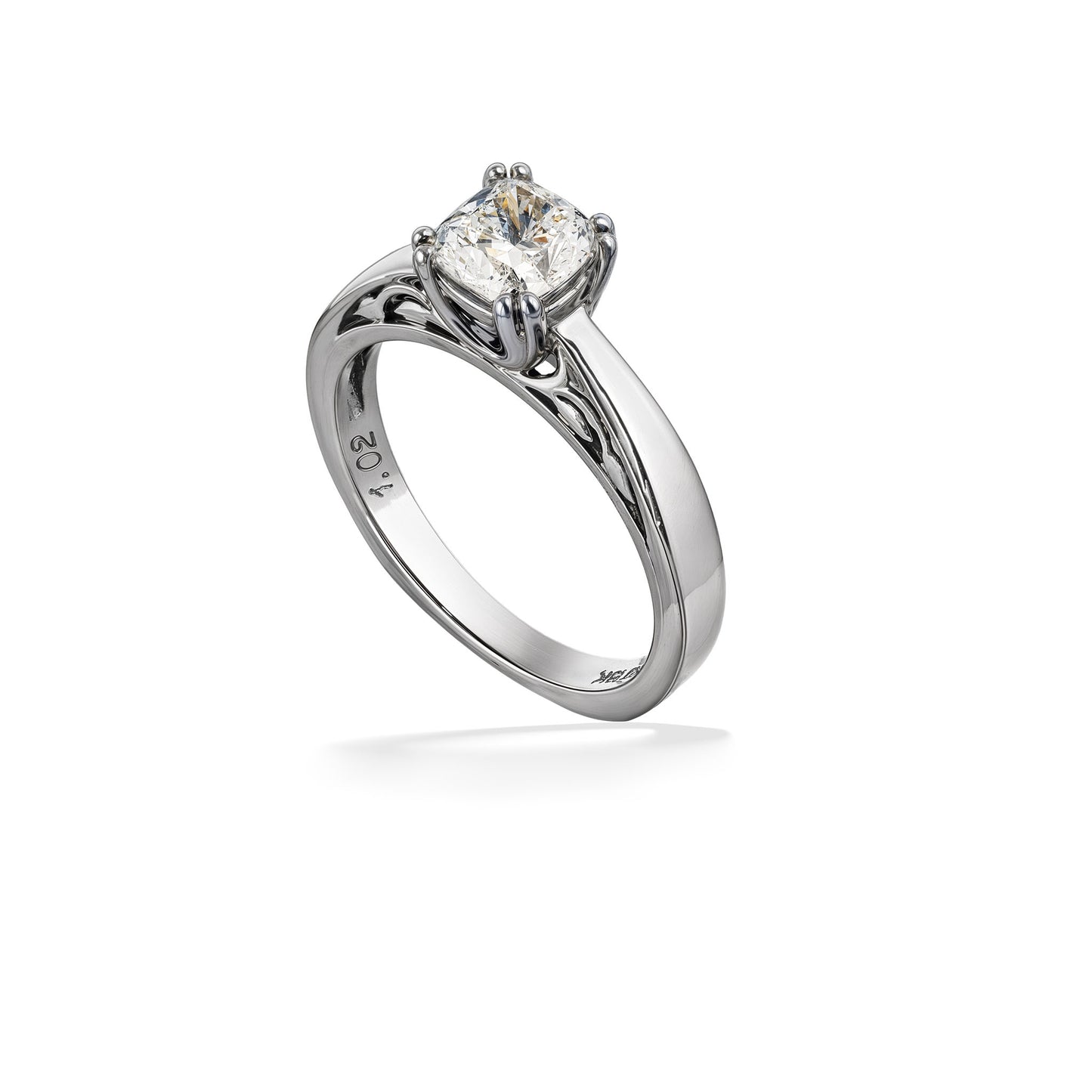30152 - 18K White Gold - Cushion 1 Carat G-VS2 Na Hoku Solitaire Ring