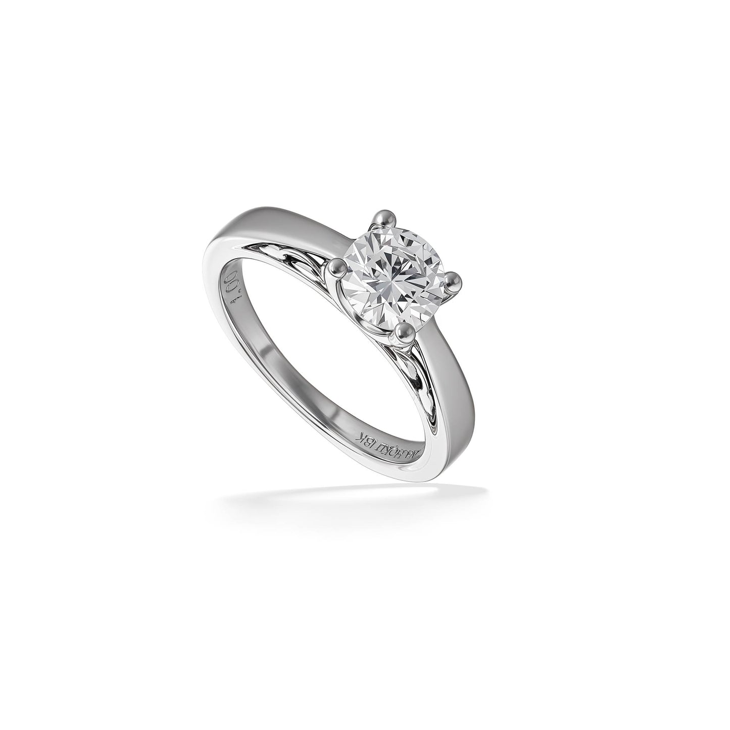 31397 - 18K White Gold - Round 1 Carat I-SI1 Na Hoku Solitaire Ring