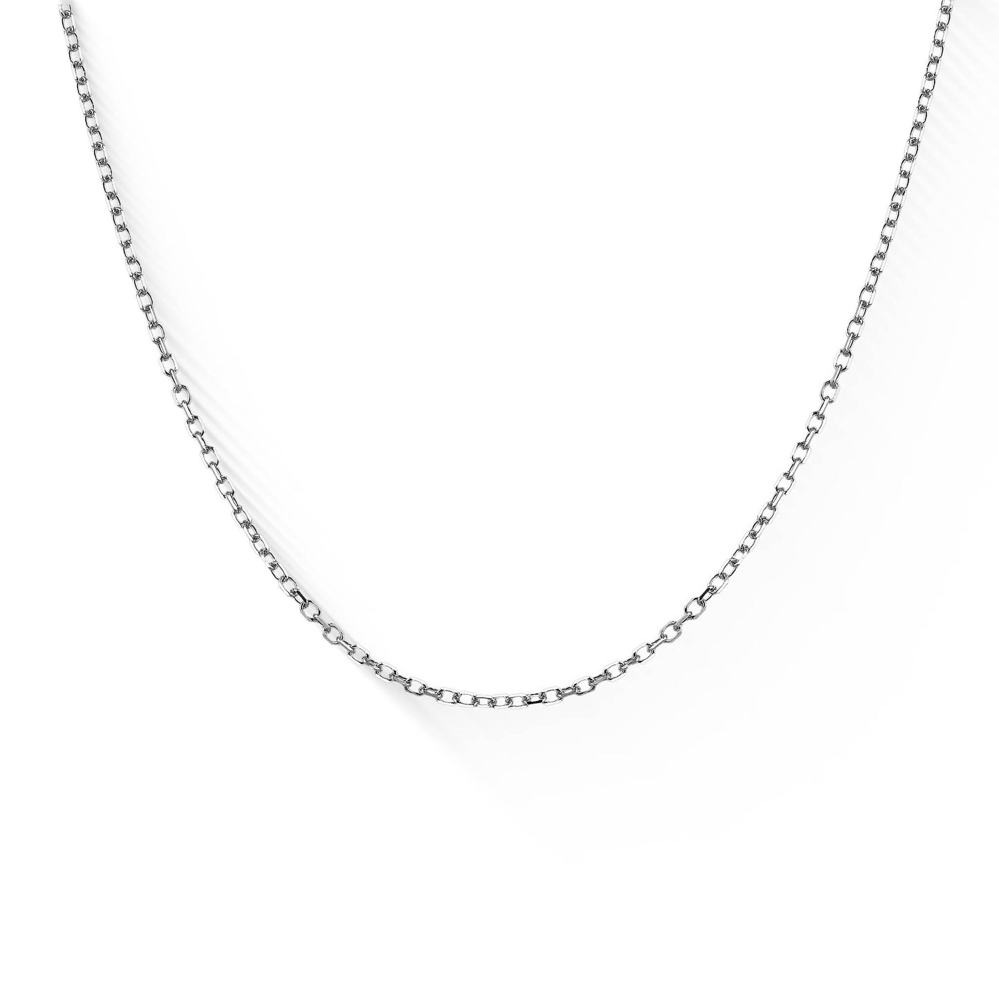 700568 - 14K White Gold - 18" Oval Cable Chain, 1.3mm