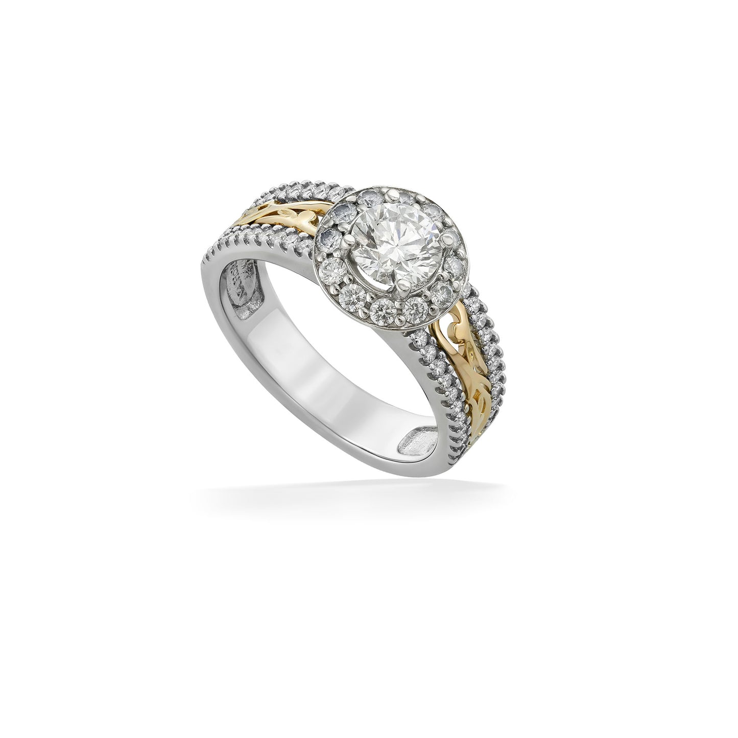 41835 - 14K White Gold and 14K Yellow Gold - Nalani Round Halo Ring