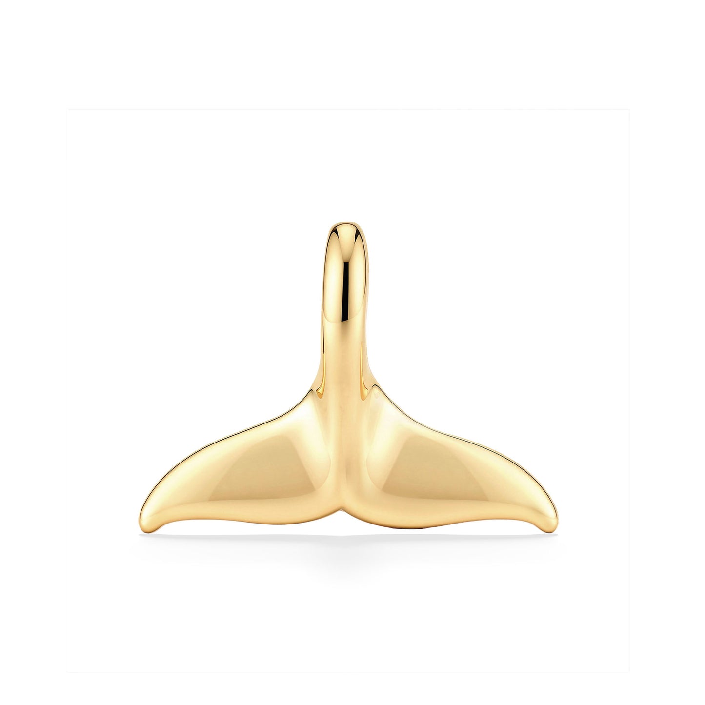 Polished 14K yellow gold whale tail pendant, sleek ocean-inspired design, chain sold separately. Item No. 14921