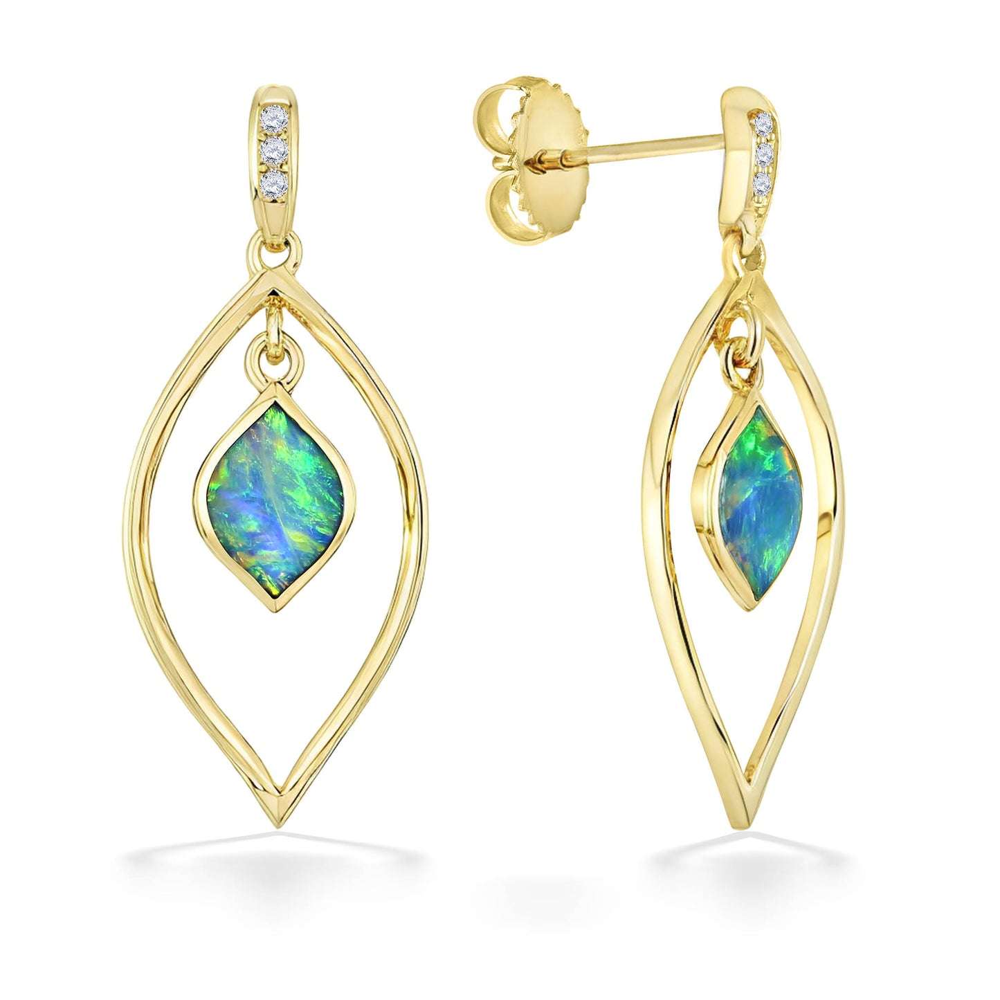 770111 - 14K Yellow Gold - Kabana Opal Drop Earrings