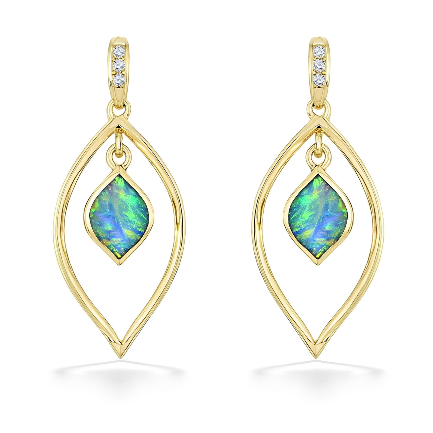 770111 - 14K Yellow Gold - Kabana Opal Drop Earrings