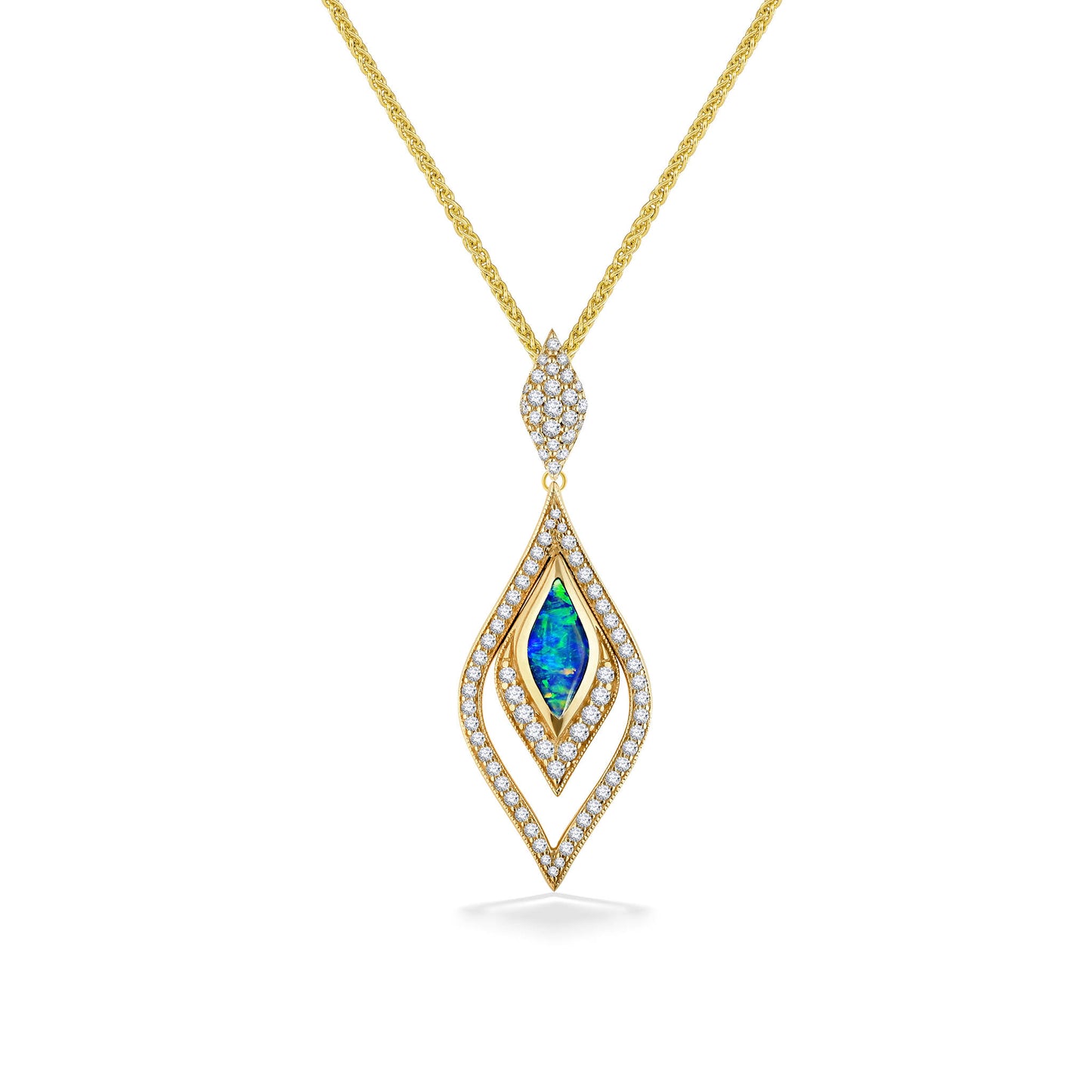 769690 - 14K Yellow Gold - Kabana Opal and Diamond Pendant