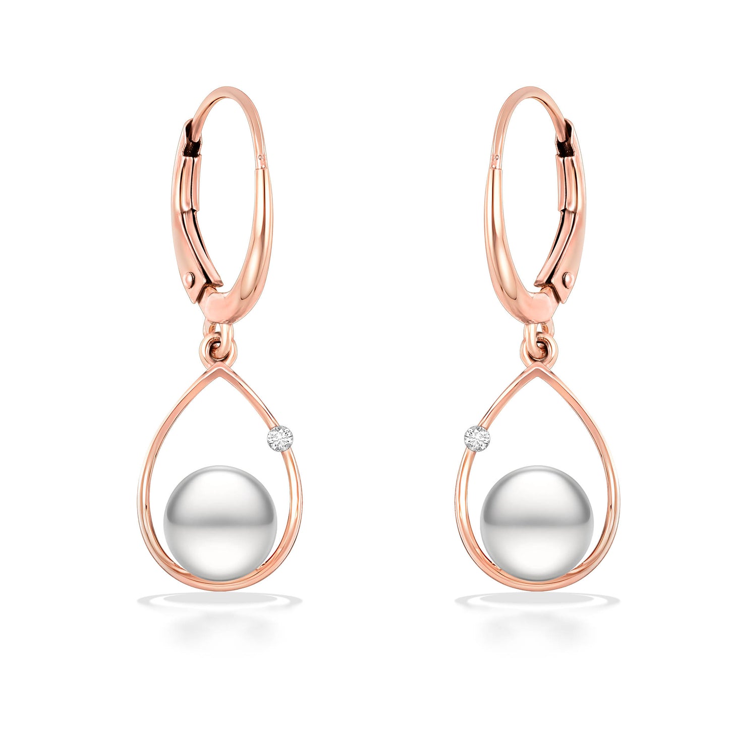 41232 - 14K Rose Gold - Raindrop Leverback Earrings