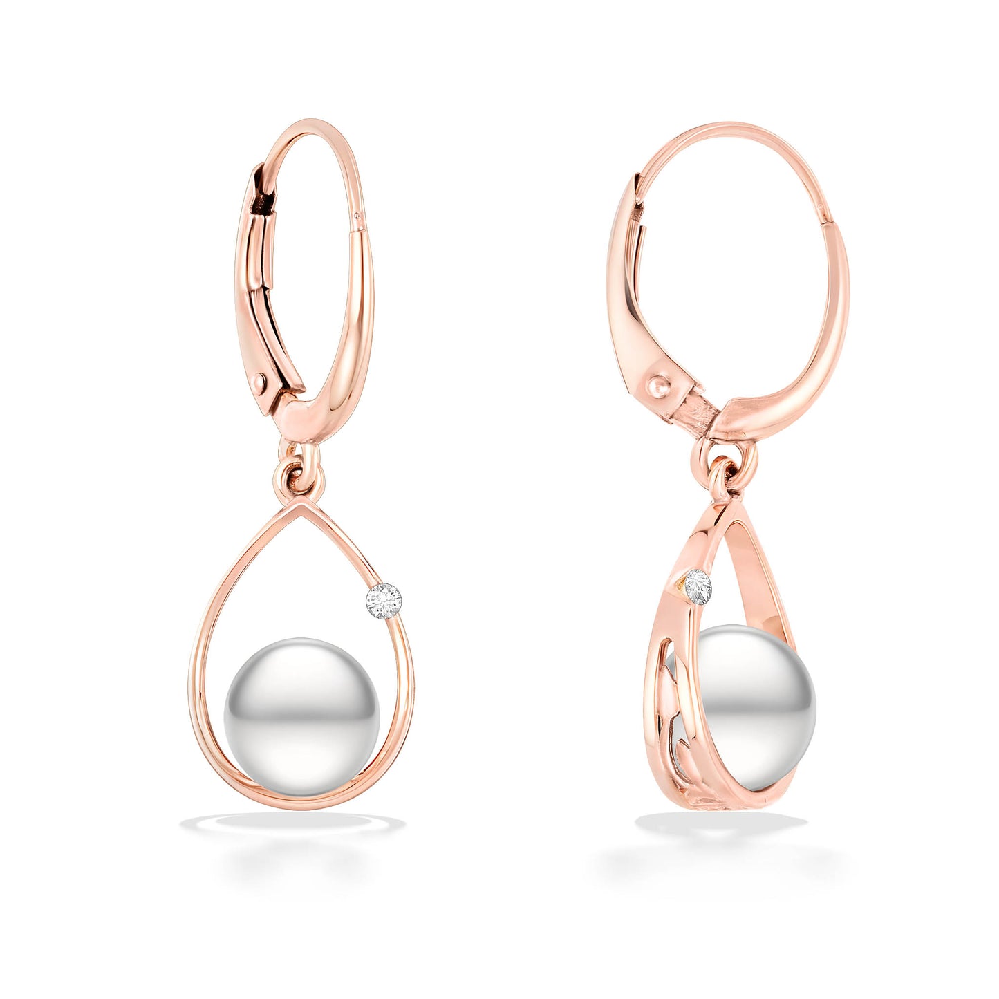 41232 - 14K Rose Gold - Raindrop Leverback Earrings