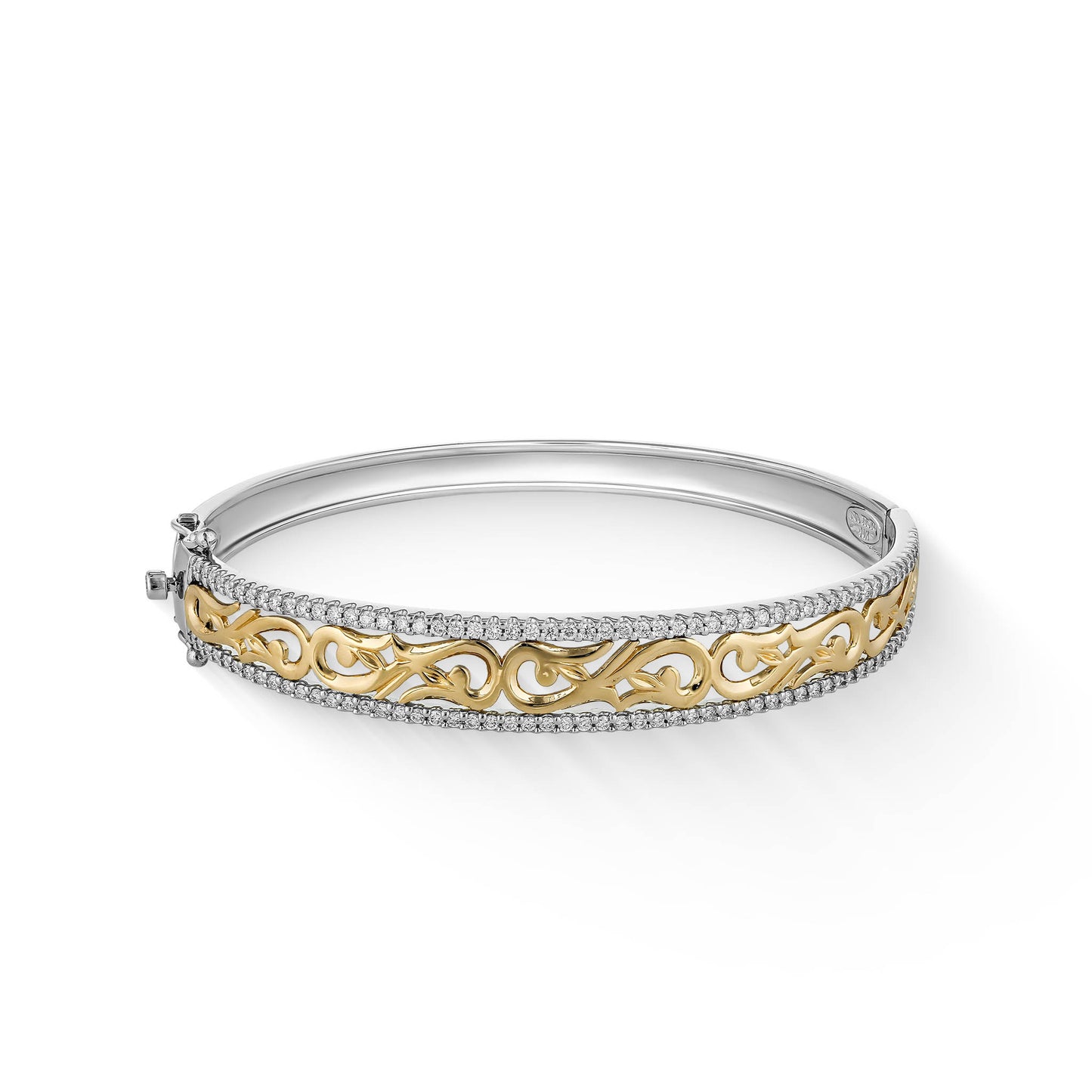 40802 - 14K White Gold and 14K Yellow Gold - Nalani Hinged Bangle 