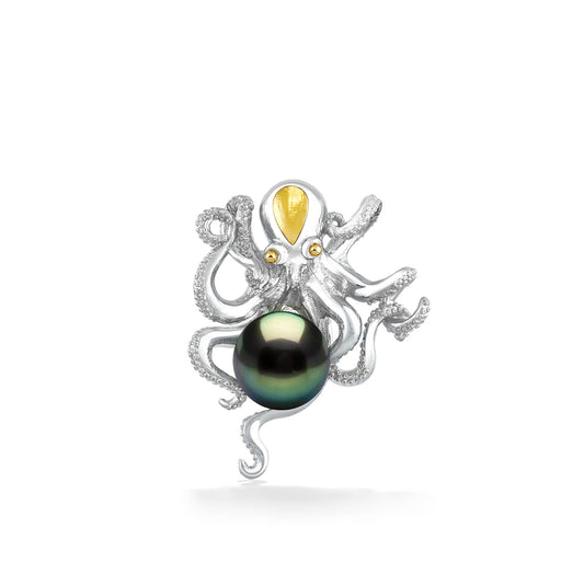 40840 - 14K Yellow Gold and Sterling Silver - Octopus Pendant