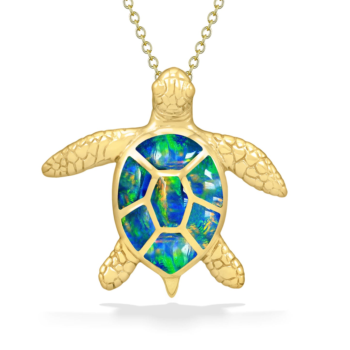 884413 - 14K Yellow Gold - Kabana Sea Turtle Pendant with Opal, 20mm