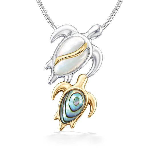 43023 - 14K Yellow Gold and Sterling Silver - Mother and Keiki Honu Pendant