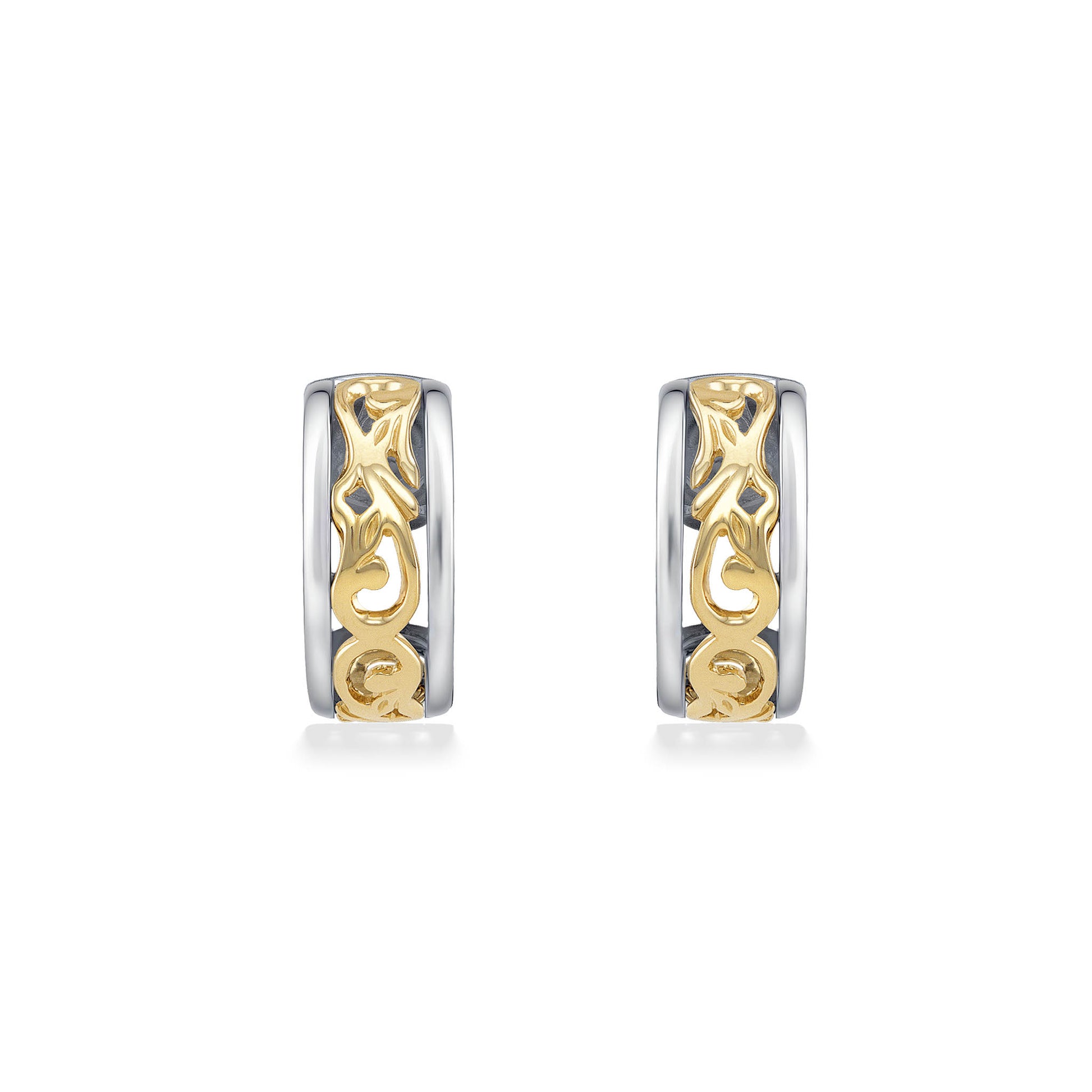 47553 - 14K Yellow Gold and Sterling Silver - Nalani Huggie Hoop Earings