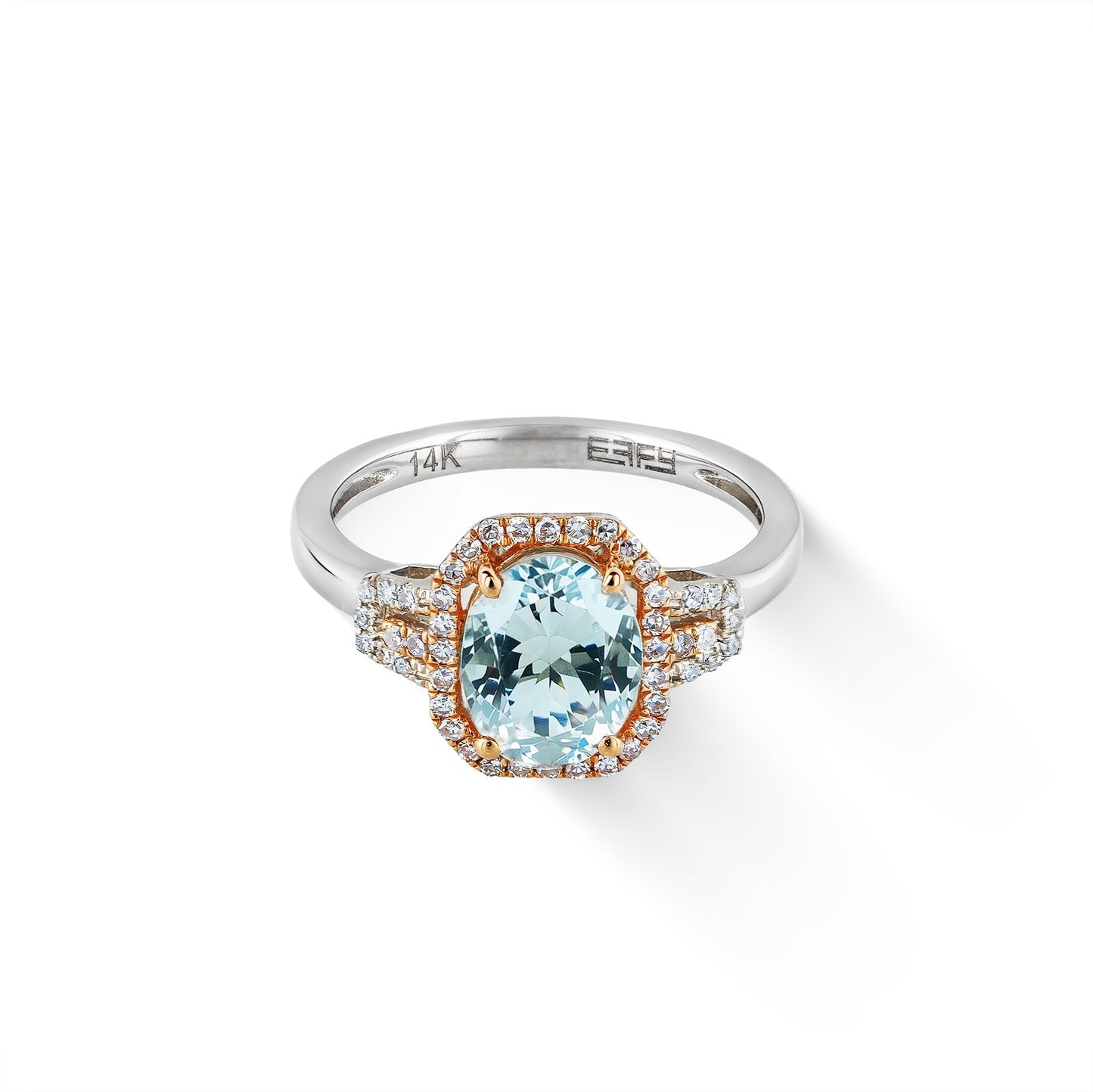 888122 - 14K Rose Gold and 14K White Gold - Effy Aquamarine Ring