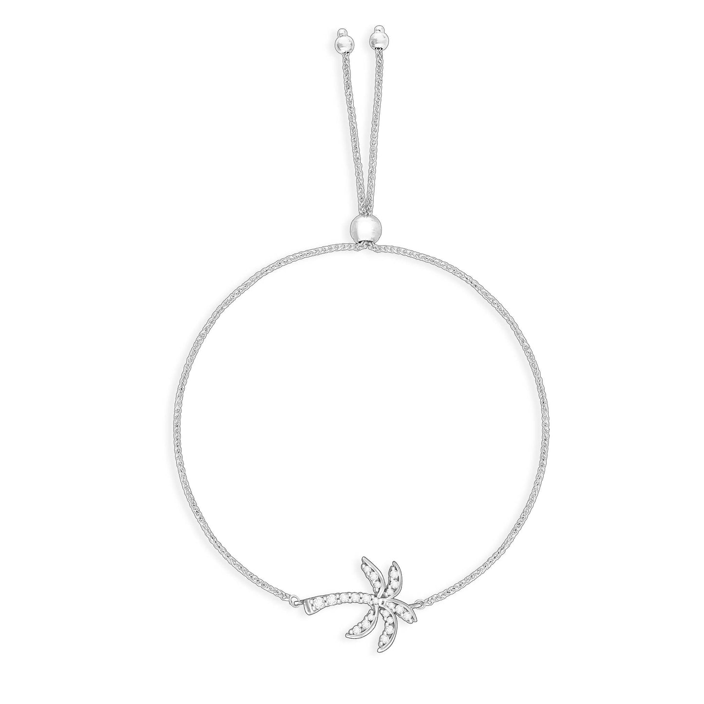 43392 - 14K White Gold - Palm Tree Adjustable Bolo Bracelet