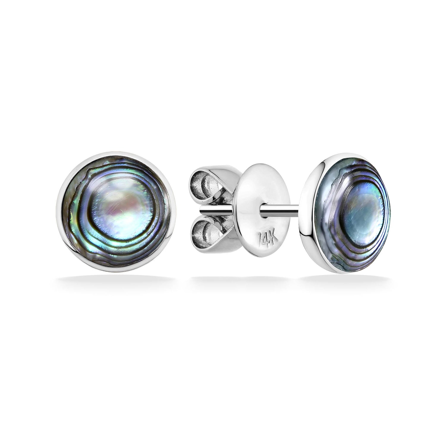 43402 - 14K White Gold - Abalone Inlay Stud Earrings