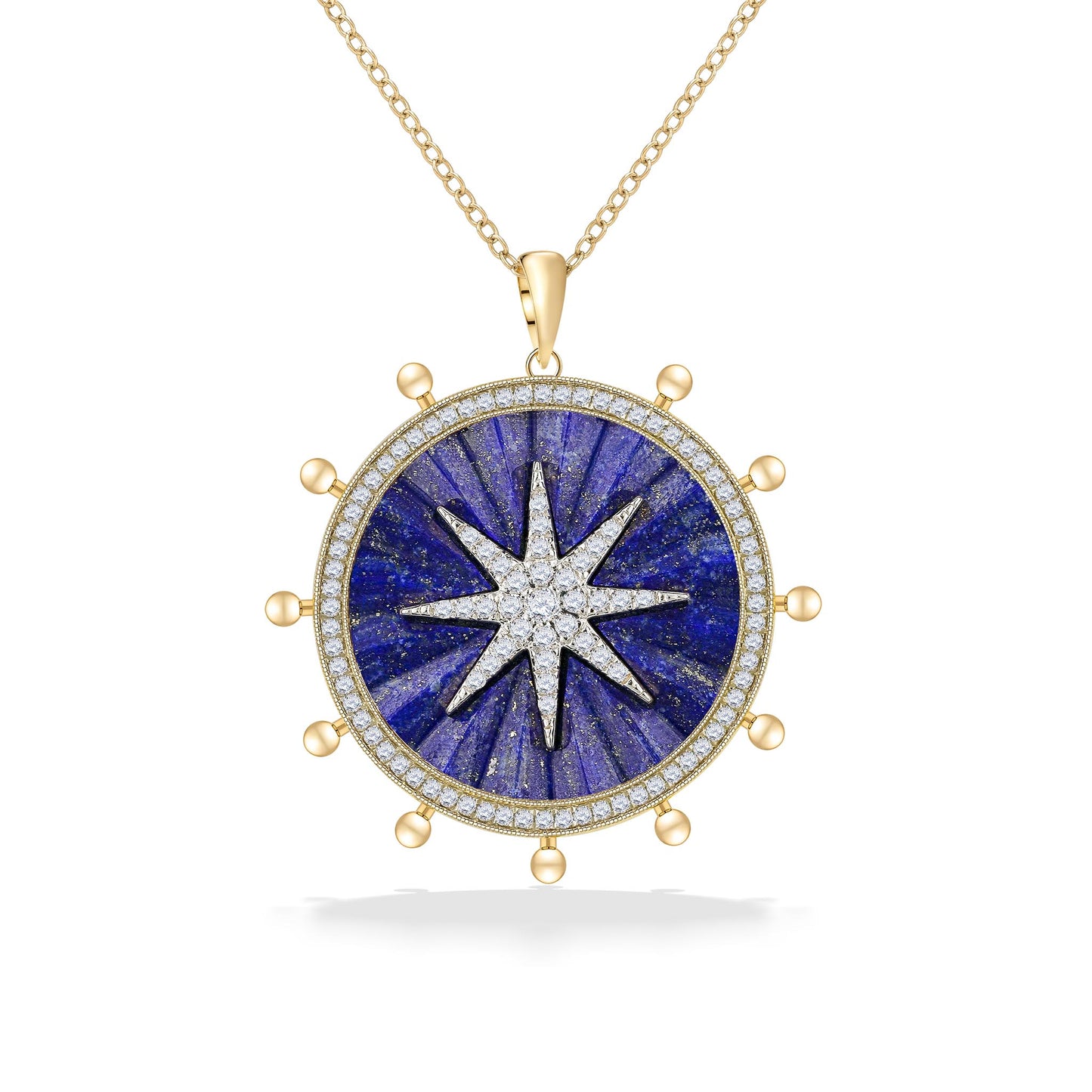 772925 - 14K Yellow Gold - Effy Large Compass Star Wheel Pendant