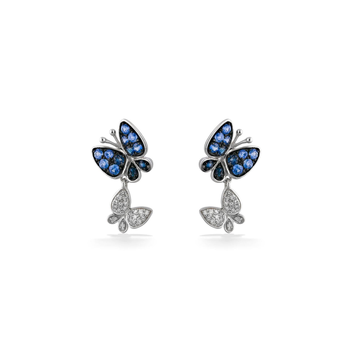 773042 - 14K White Gold - Effy Blue Sapphire Butterfly Drop Earrings