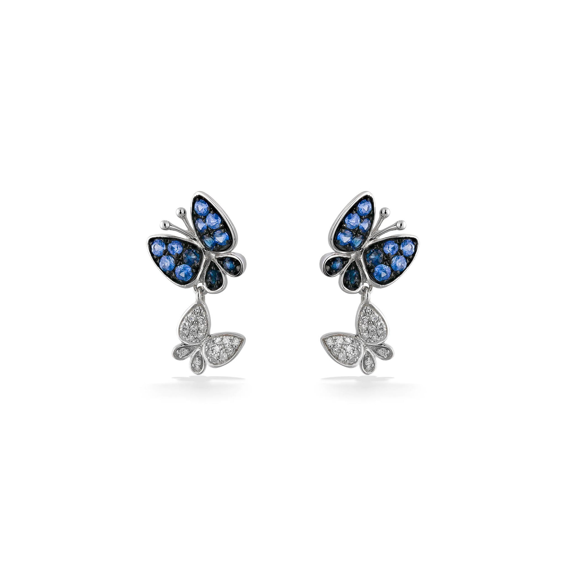 773042 - 14K White Gold - Effy Blue Sapphire Butterfly Drop Earrings