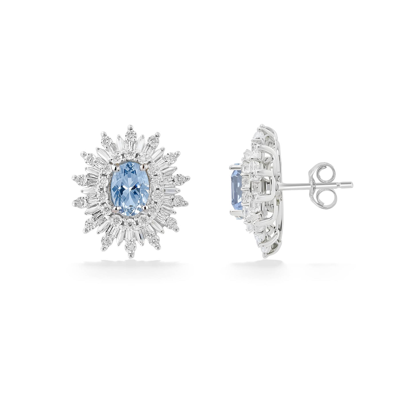 891022 - 14K White Gold - Effy Sunray Halo Stud Earrings