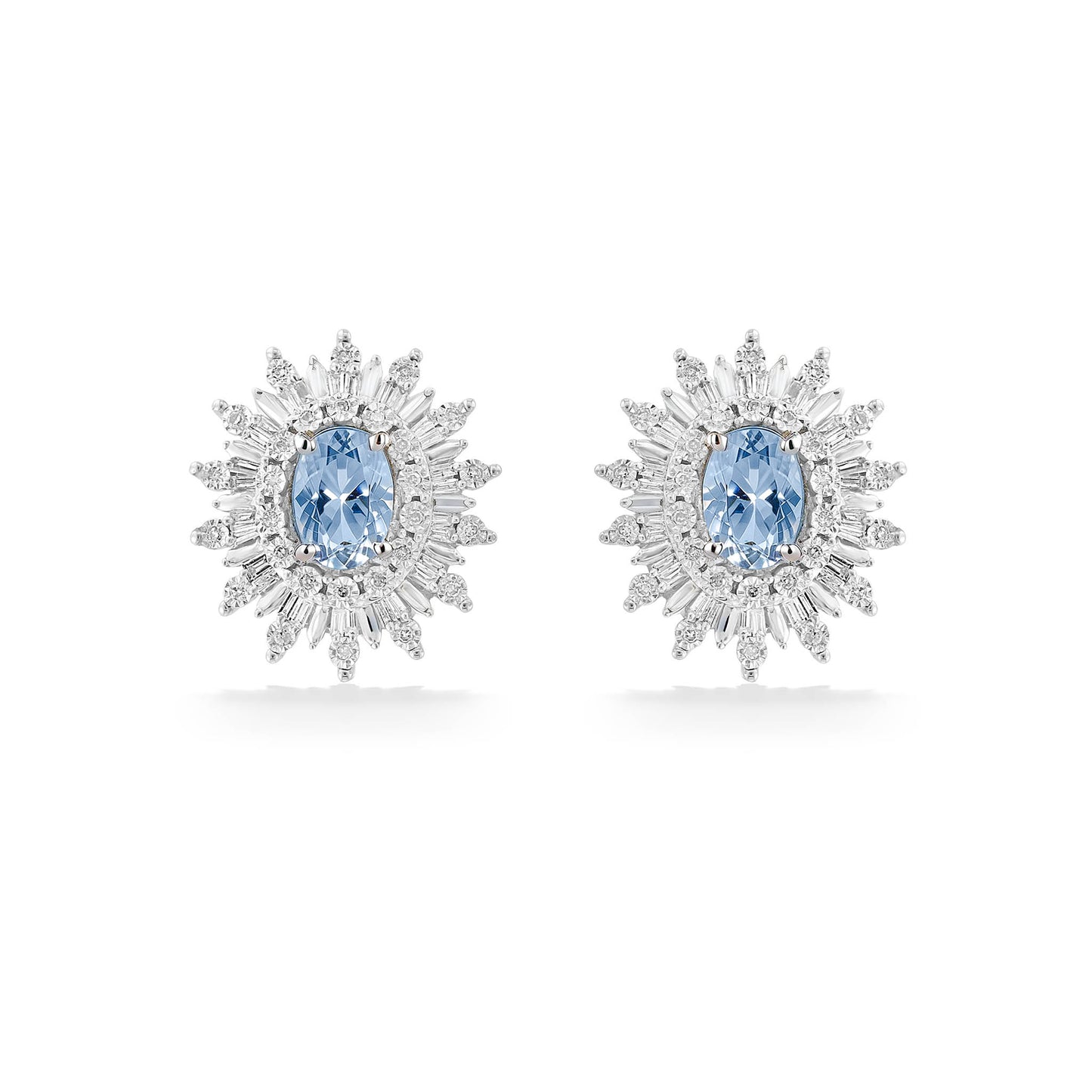 891022 - 14K White Gold - Effy Sunray Halo Stud Earrings