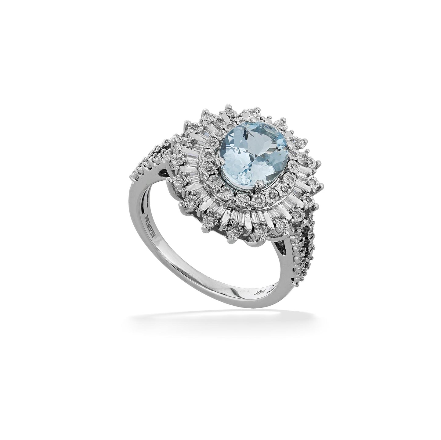 891024 - 14K White Gold - Effy Sunray Halo Ring