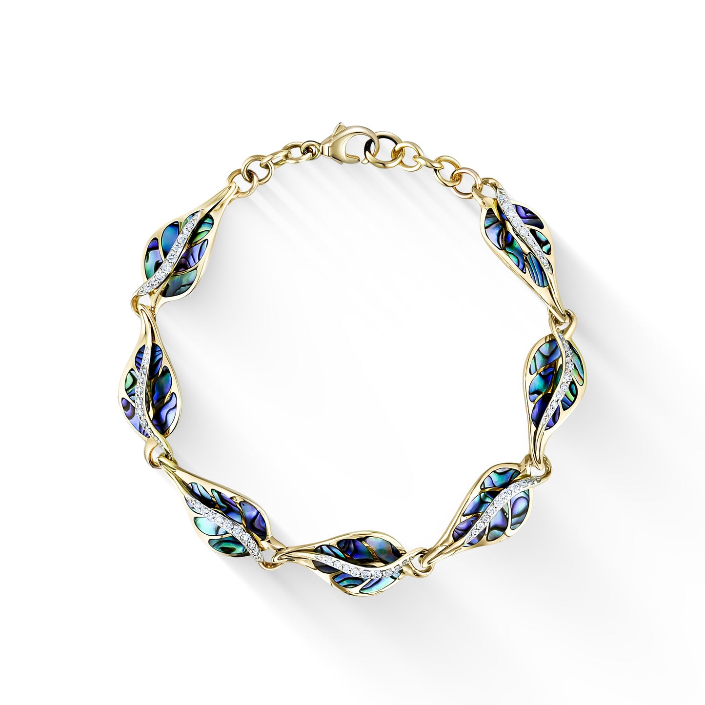 44480 - 14K Yellow Gold - Maile Leaf Abalone Link Bracelet