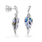 44483 - 14K White Gold - Maile Leaf Abalone Dangle Earrings