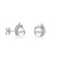 44559 - 14K White Gold - Maile Leaf Akoya Pearl Stud Earrings