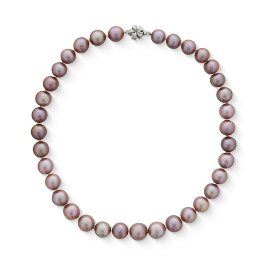 773221 - 14K White Gold - Natural Pink and Purple Freshwater Pearl Choker