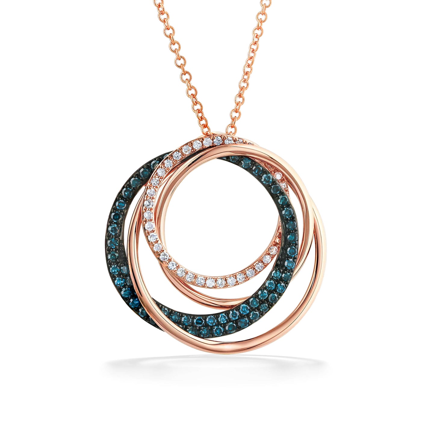 773328 - 14K Rose Gold - Effy Blue and White Diamond Multi-Circle Pendant