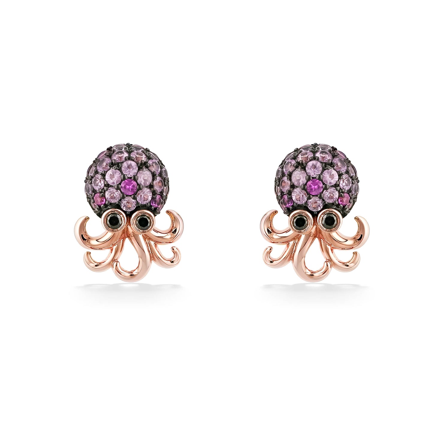 773360 - 14K Rose Gold - Effy Pink Sapphire Octopus Stud Earrings