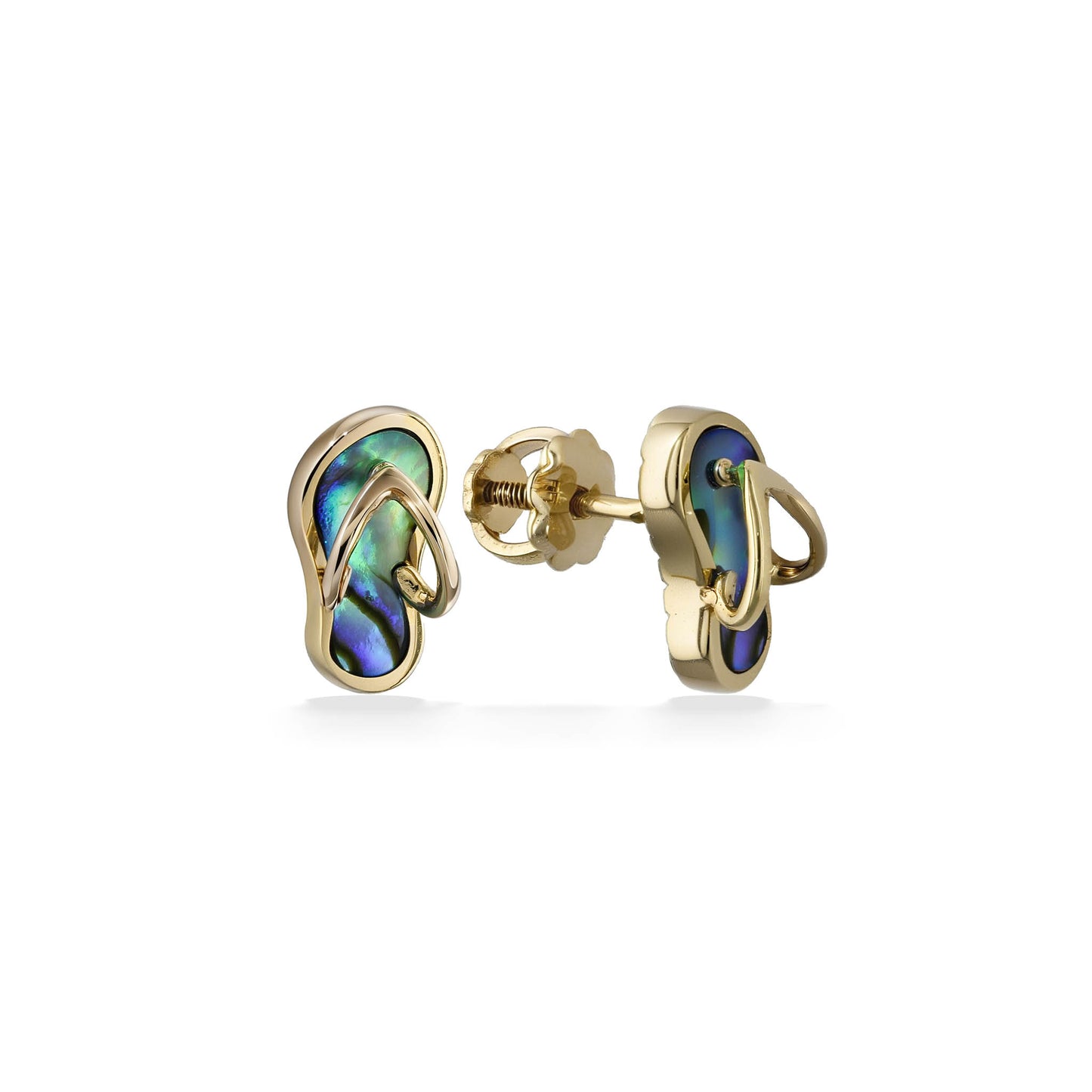 44727 - 14K Yellow Gold - Na Keiki (Children's) Abalone Slipper Earrings