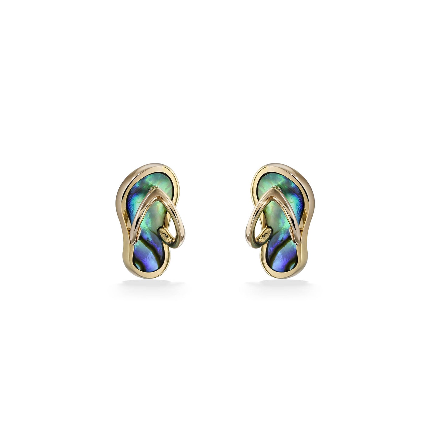 44727 - 14K Yellow Gold - Na Keiki (Children's) Abalone Slipper Earrings