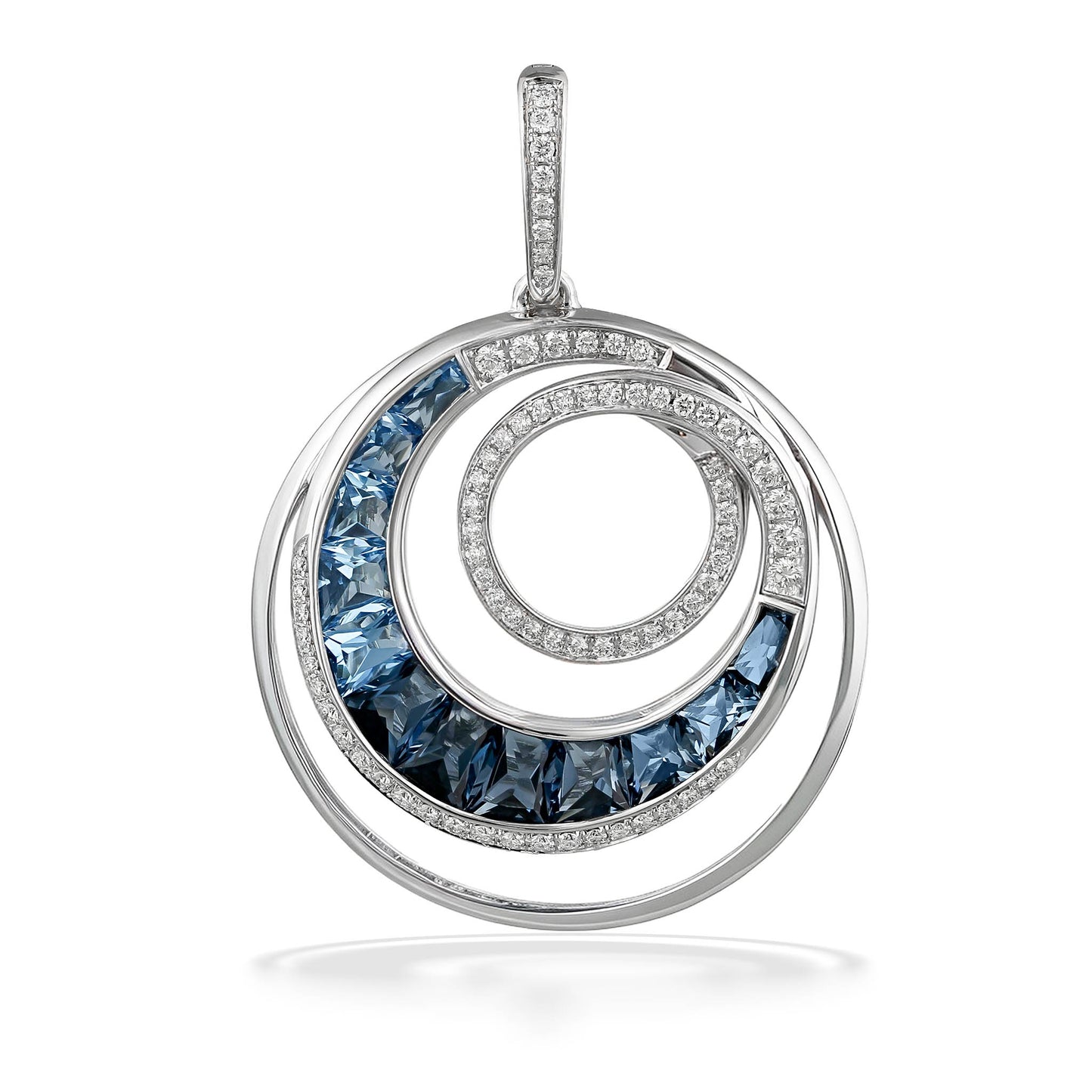 773429 - 14K White Gold - Bellarri Blue Topaz and Diamonds Malibu Enhancer Pendant