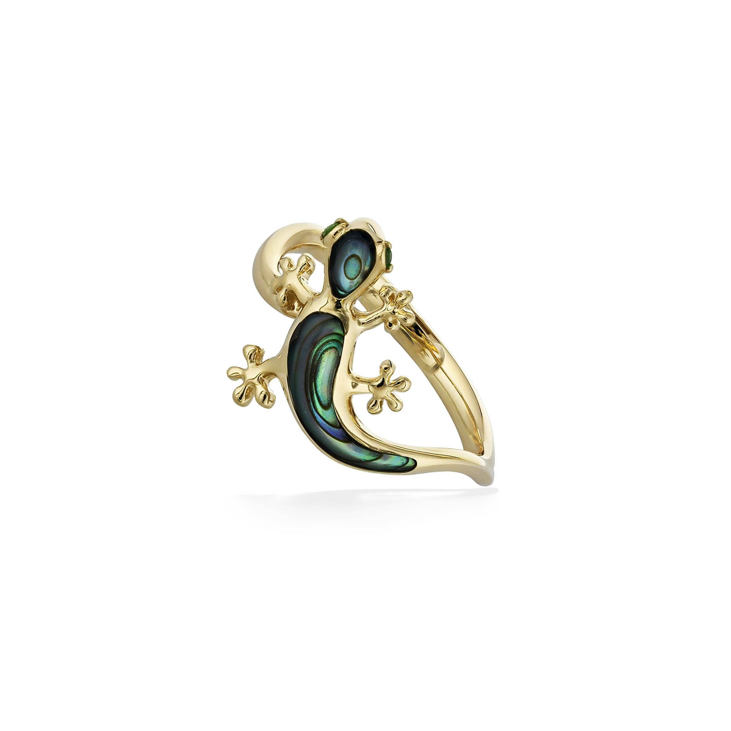 44737 - 14K Yellow Gold - Gecko Abalone and Tsavorite Ring