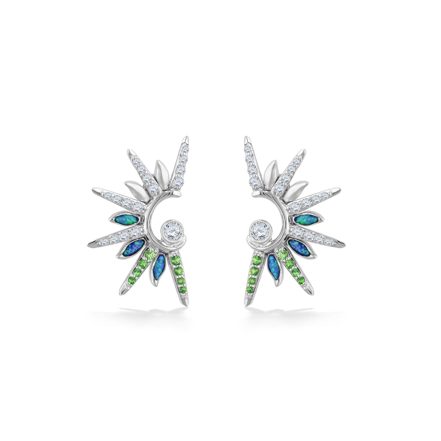 44750 - 14K White Gold - Green Flash Sunset Stud Earrings