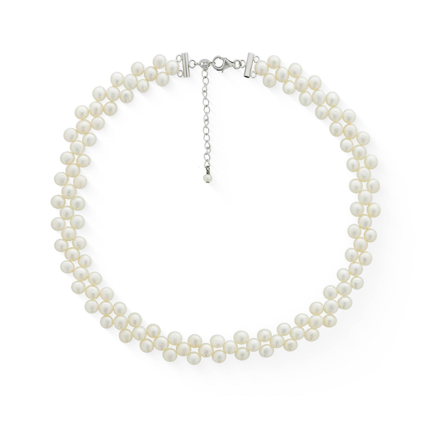 773490 - Sterling Silver - White Freshwater Pearl Lattice Necklace