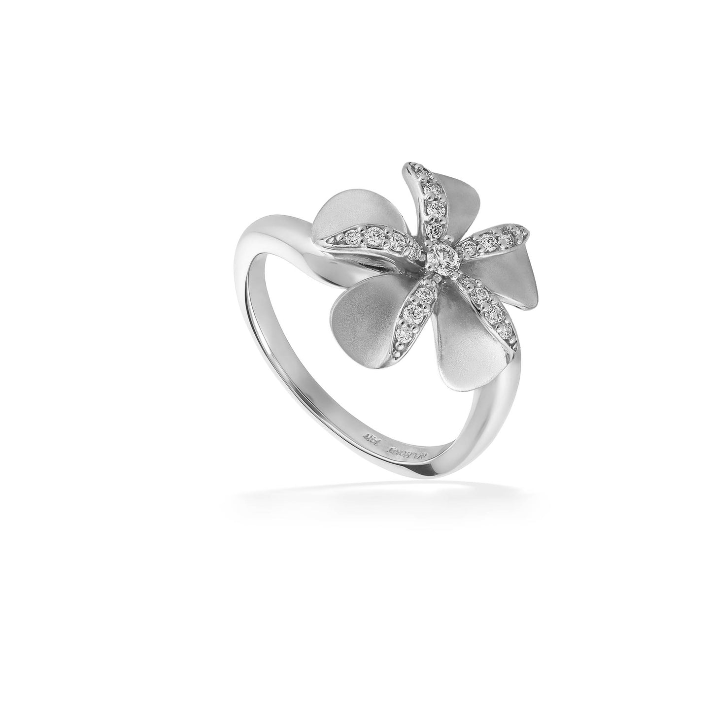 44830 - 14K White Gold - Plumeria Ring