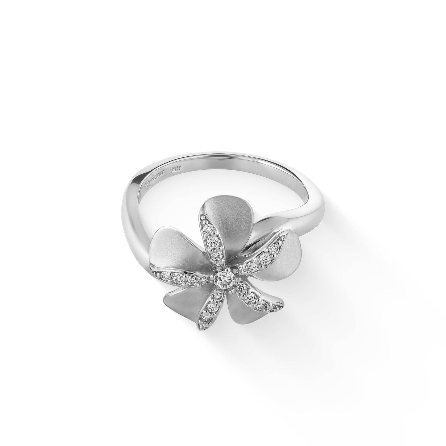 44830 - 14K White Gold - Plumeria Ring