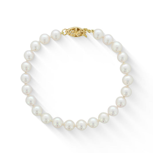 773538 - 14K Yellow Gold - White Akoya Pearl Bracelet