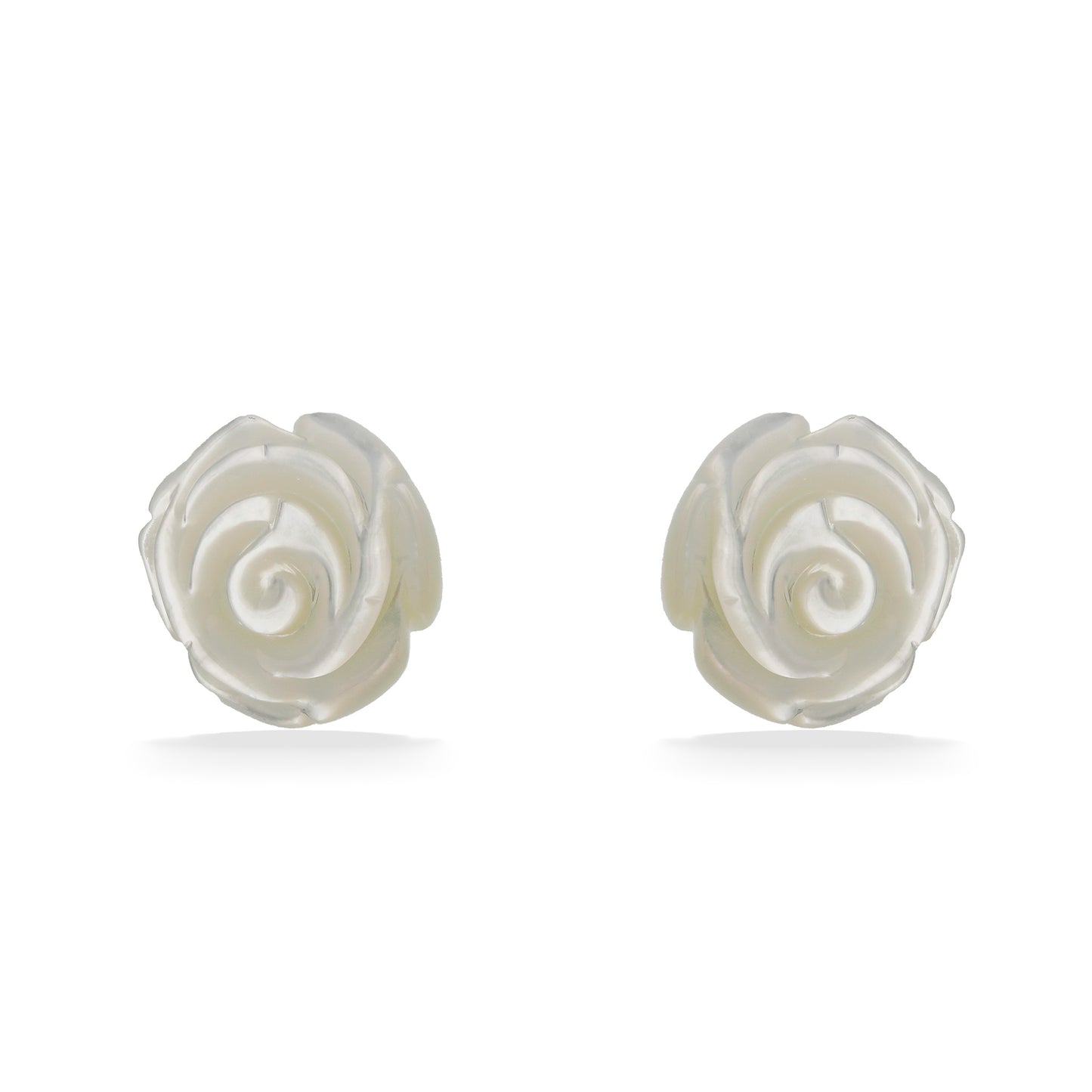 773672 - Sterling Silver - White Mother of Pearl Rose Stud Earrings