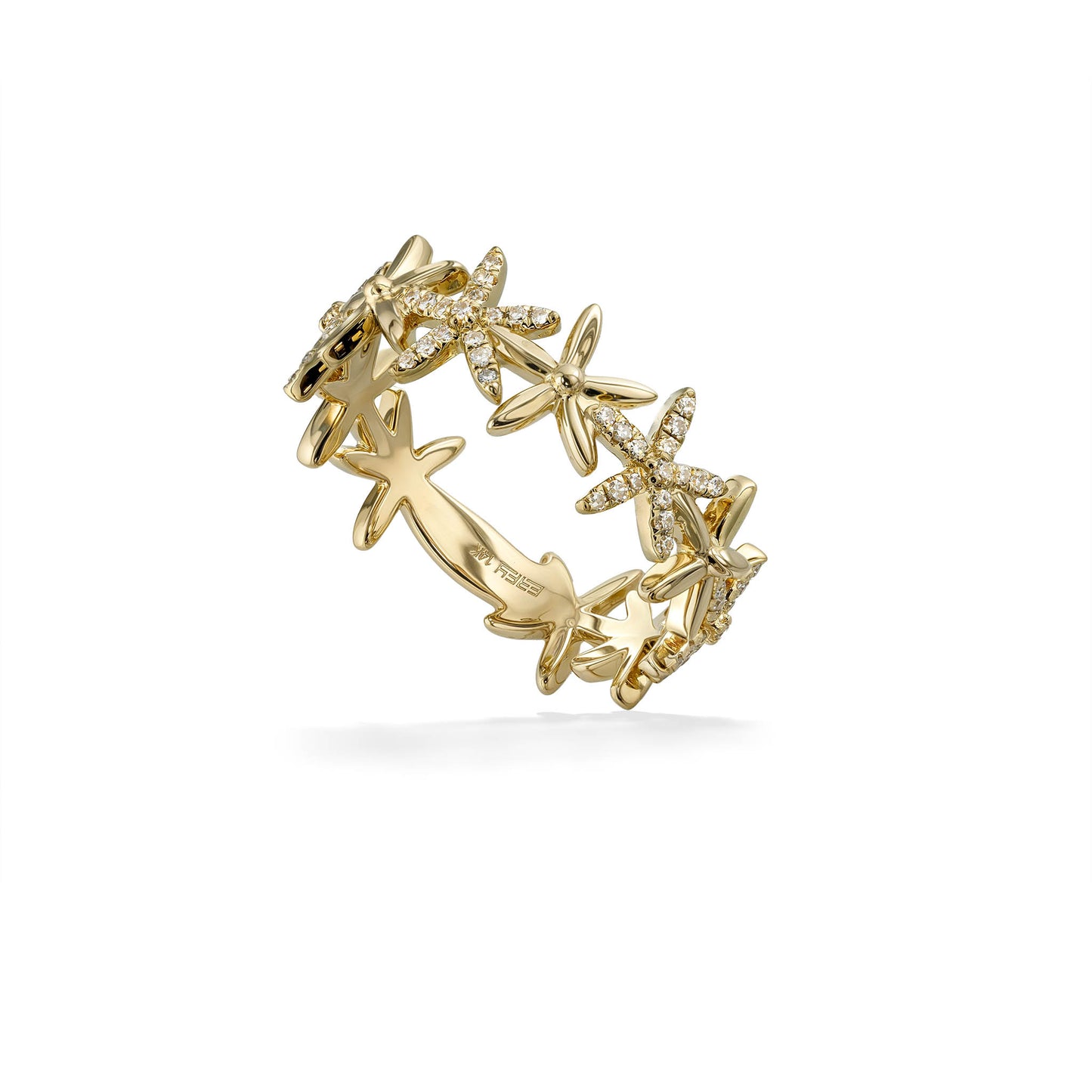 Floral-inspired ring featuring diamond-set petals in a continuous gold band design, totaling 0.15 carats. Item No. 774130