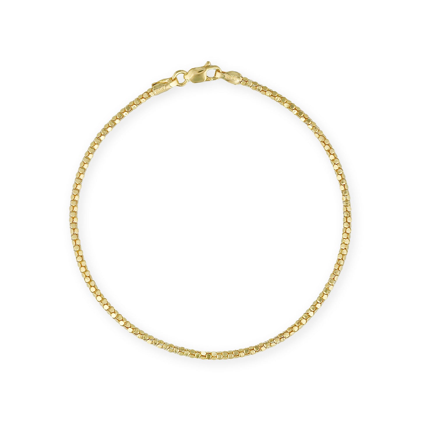 Mirror popcorn bracelet made in 14k yellow gold, featuring rounded, reflective links & a lobster clasp. Item No. 774211
