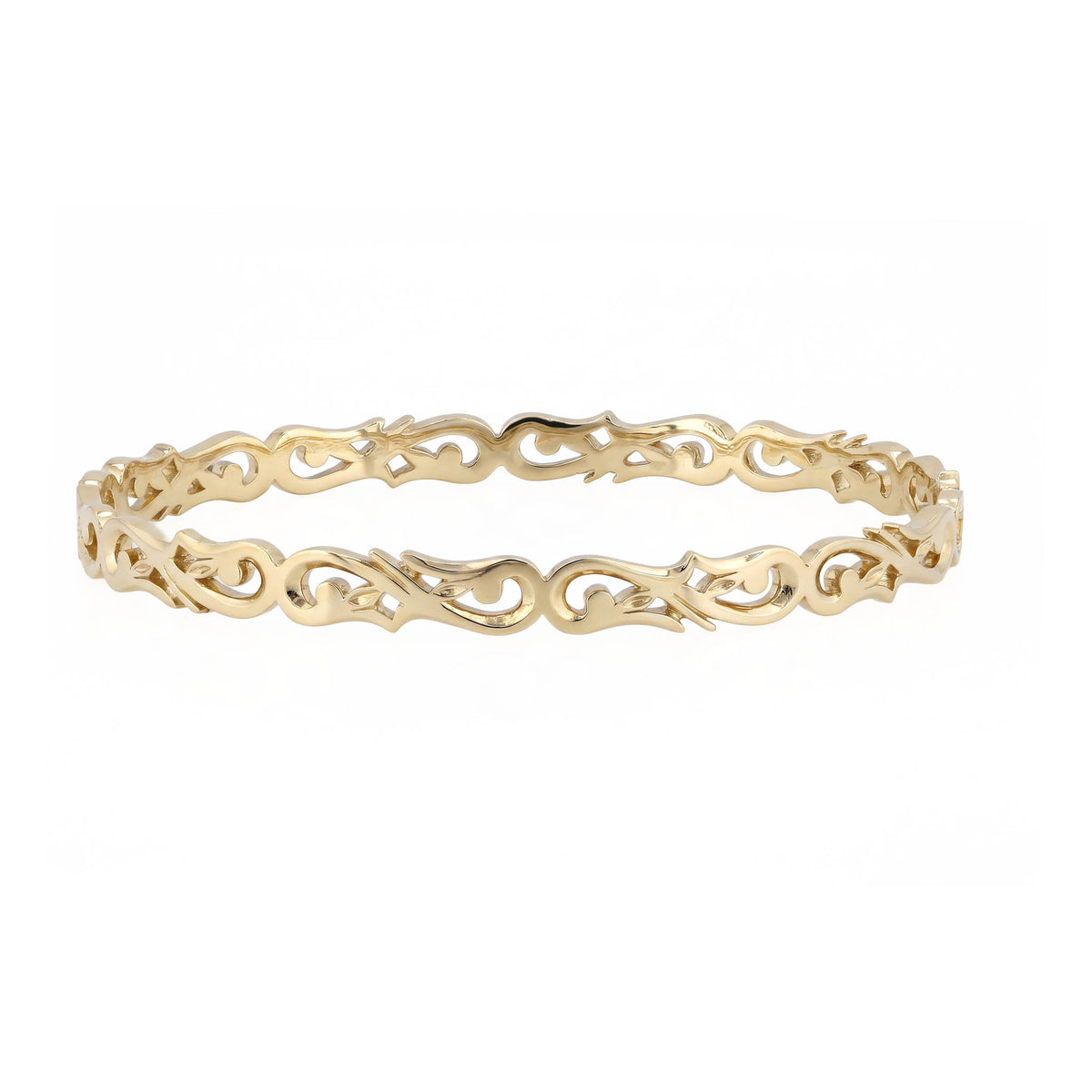 14K yellow gold Nalani filigree designed bangle bracelet. Item No. 45250