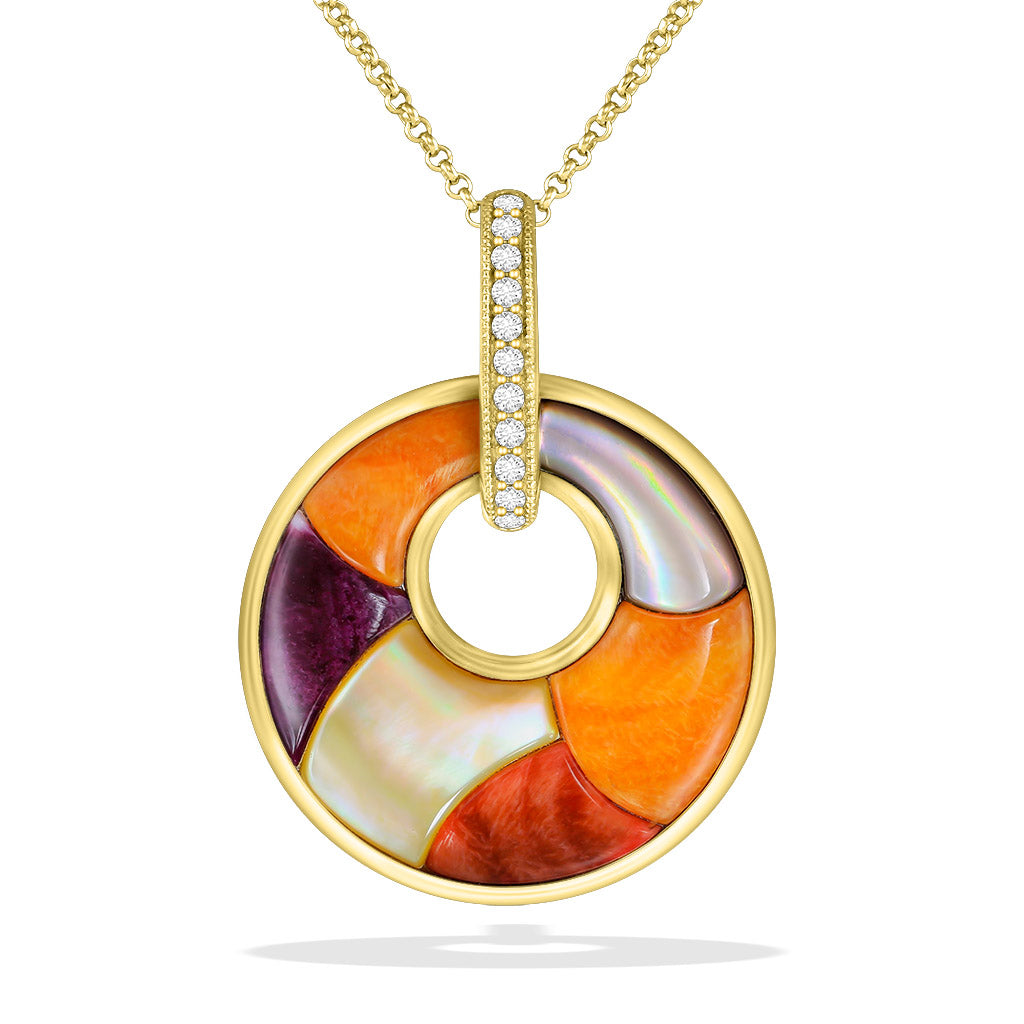 767654 - 14K Yellow Gold - Kabana Riviera Circle Pendant