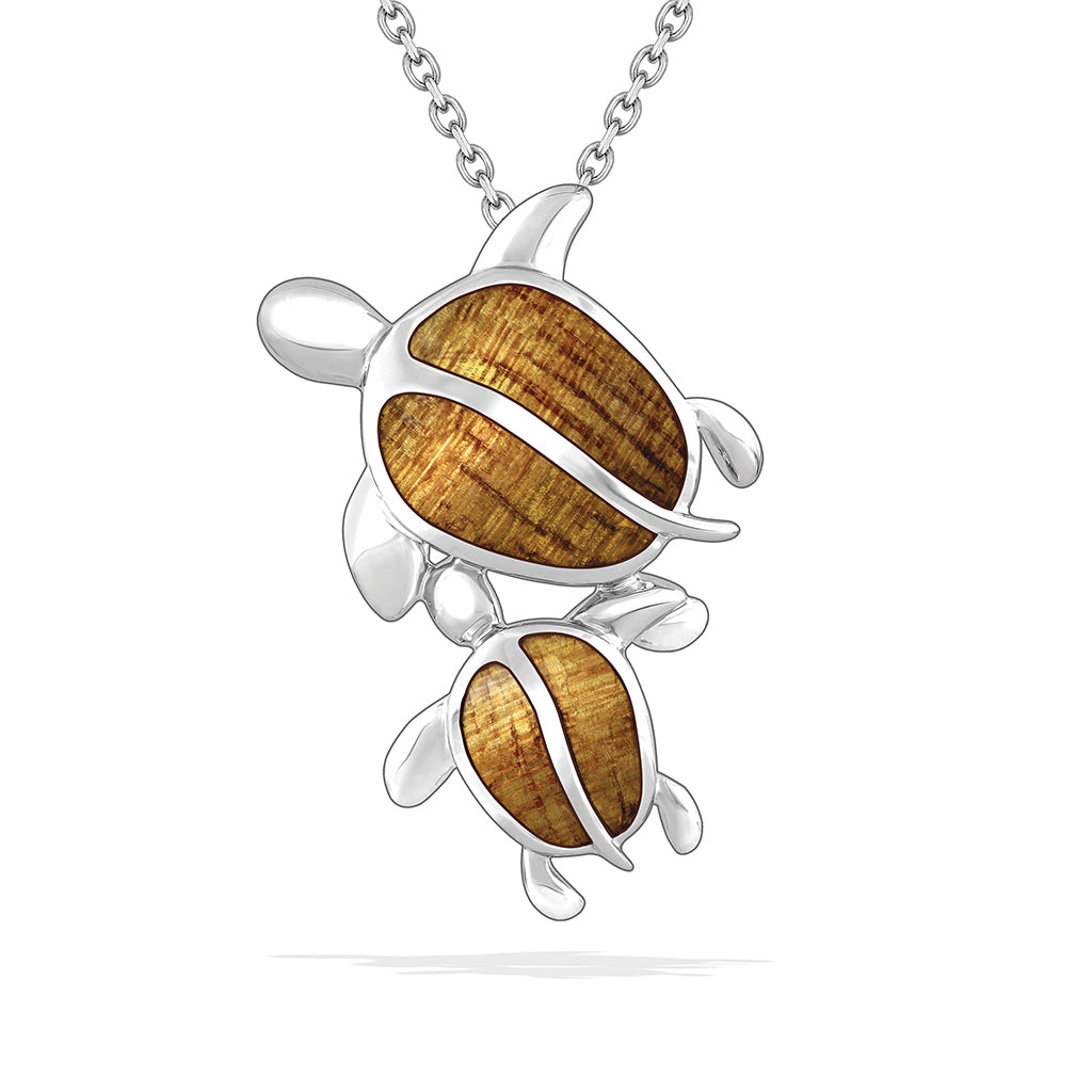 767713 - Sterling Silver - Mother and Keiki Honu Pendant
