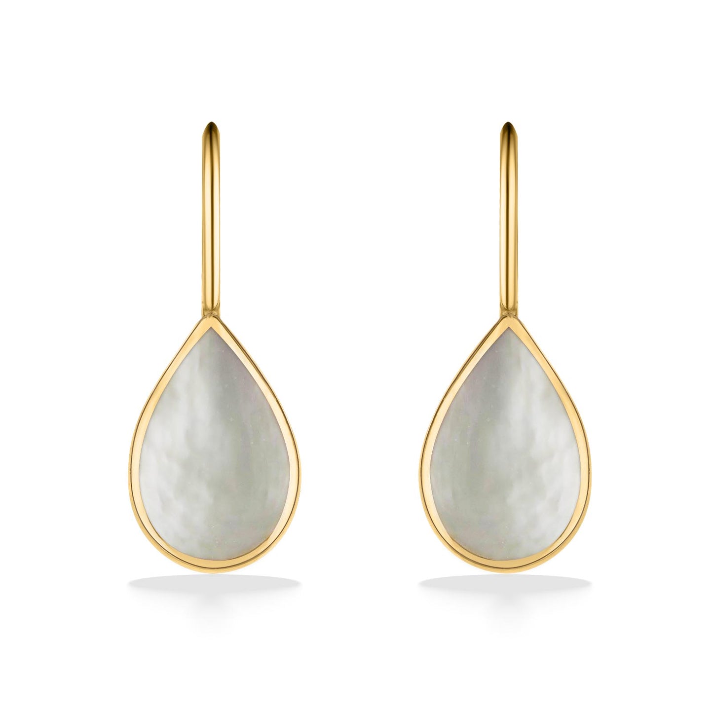 761729 - 14K Yellow Gold - Kabana Pear Shaped Inlay French Wire Earrings