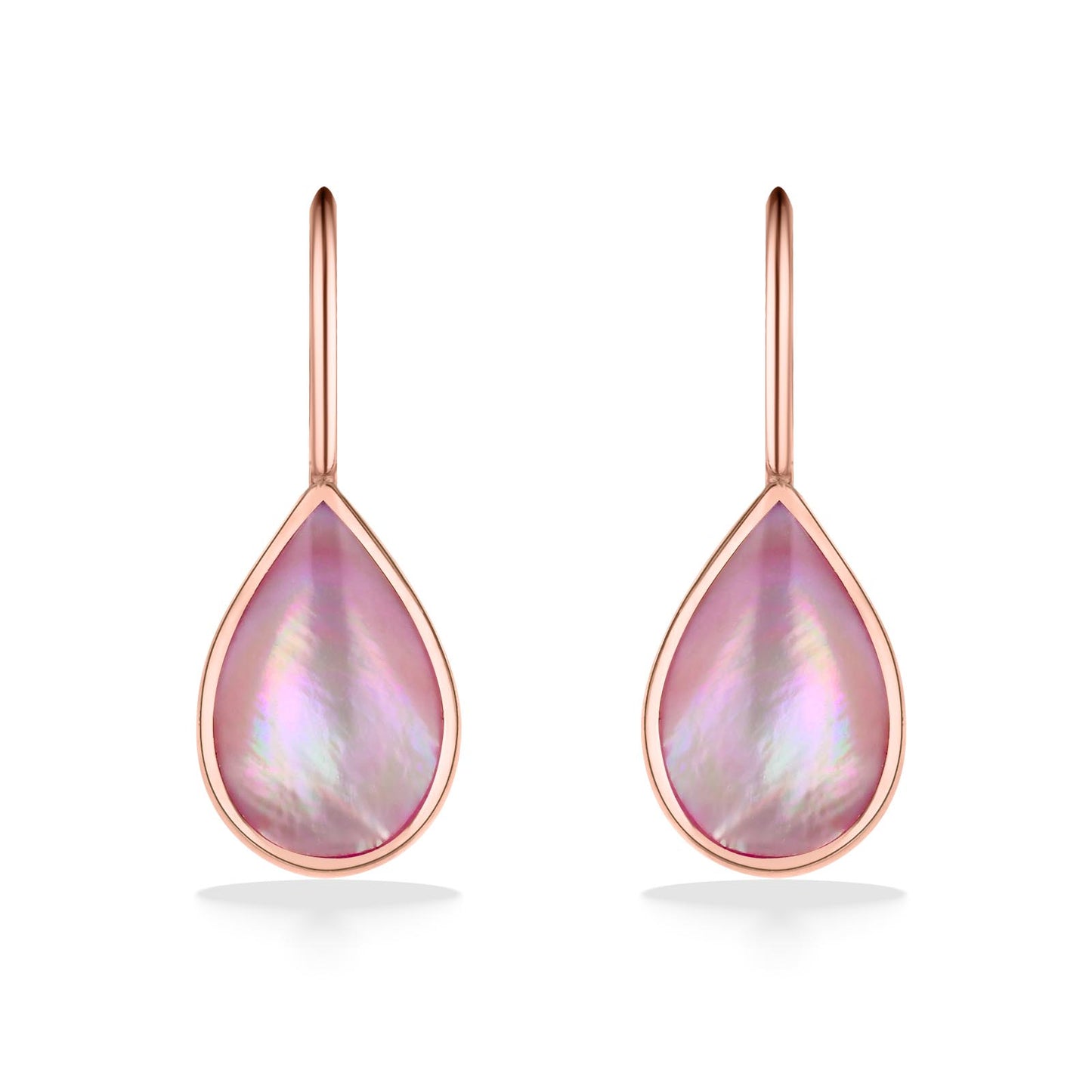 761730 - 14K Rose Gold - Kabana Pear Shaped Inlay French Wire Earrings