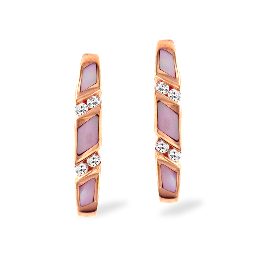 761742 - 14K Rose Gold - Kabana Inlay Hinged Earrings