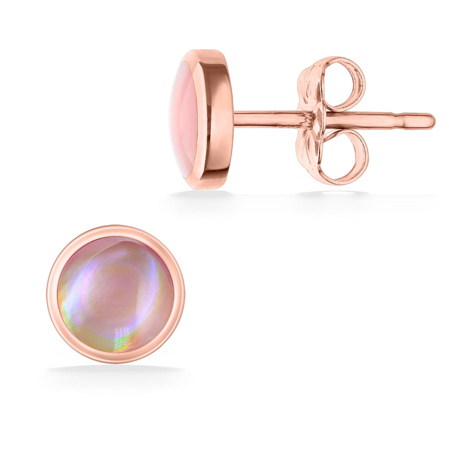 760366 - 14K Rose Gold - Kabana Round Inlay Stud Earrings
